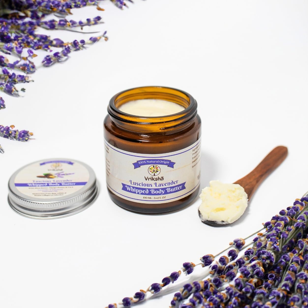 Vrikshā 100% Natural Freshly Whipped Body Butter (Luscious Lavender) | Shea Butter, Mango Butter, Cold-Pressed Oils | Lavender & Patchouli Essential Oils | Handmade For Dry To Extra Dry Skin-image-39