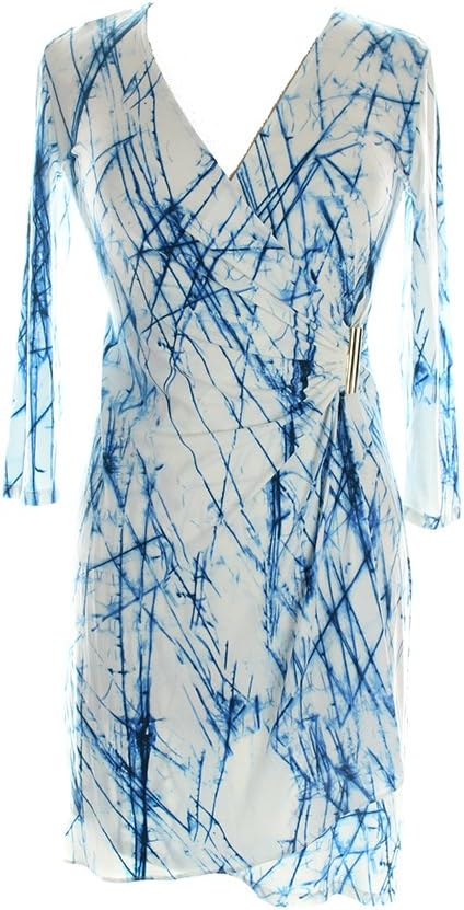 Calvin Klein Women's Print Faux-Wrap Dress with Hardware