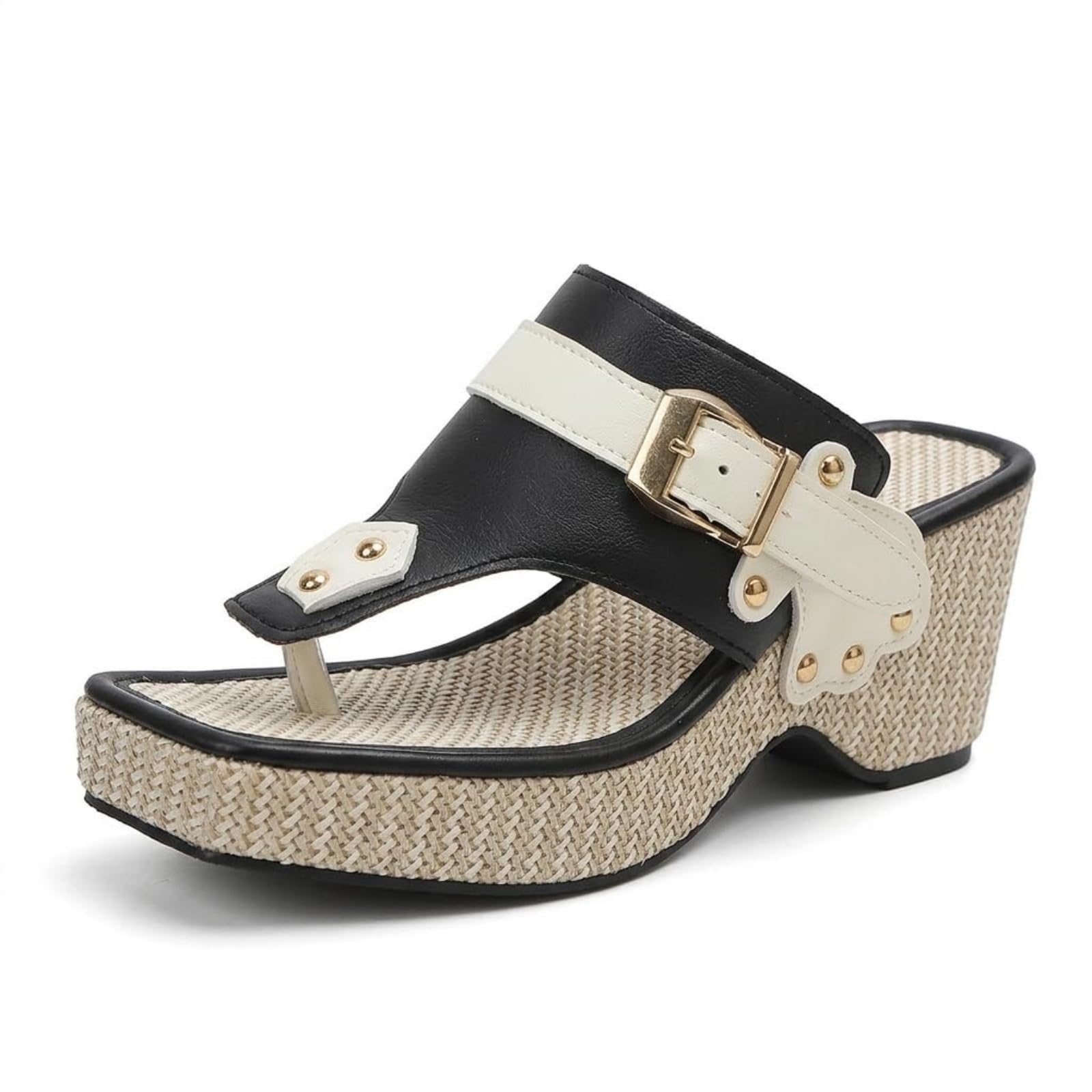 Sandali Wedge per Donna Espadrille Piattaforma Flip Flops Pantofole | Slip On Peep Toe Sandali Cinturina Regolabile Sandalo Tacco Grosso Spiaggia Scivoli Scarpe Tacchi Alti
