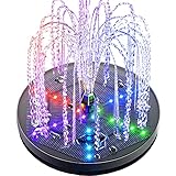 SZMP Solar Springbrunnen für Aussen 2022 Upgraded,4W Teichpumpe Solar mit 7 Fontänenstile Eingebaute 4000mAh Batterie Wasserpumpe für Außen,7 LED-Leuchten für Gartenteich,Vogelbad,DIY Wasserspiel