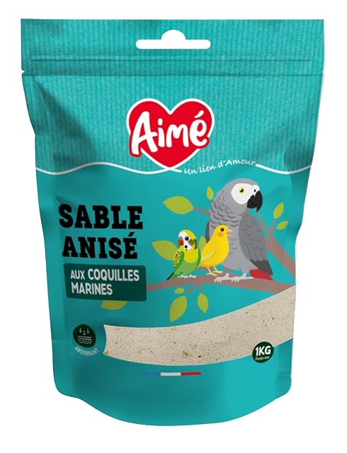 Aimé Amo Fondo de Jaula Arena Anisa para Pájaros 1 Kg,El embalaje puede variar