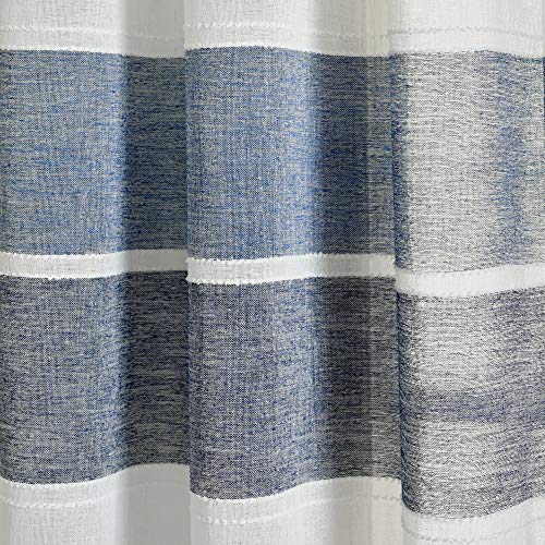 Lush Decor Navy Textured Striped Grommet Sheer Window Curtain Panel Pair (84" x 38"), 84" x 38, W 38" x L 84" (1 Panels) - Image 4