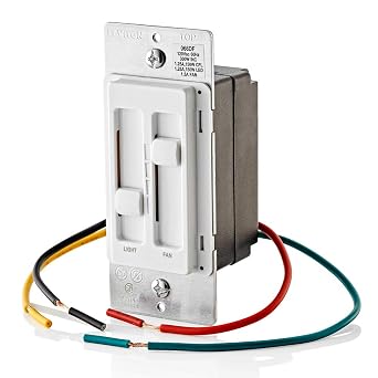 Leviton SureSlide Ceiling Fan Control and Dimmer Switch for LED, Halogen and Incandescent Bulbs, 66DF-10W, White