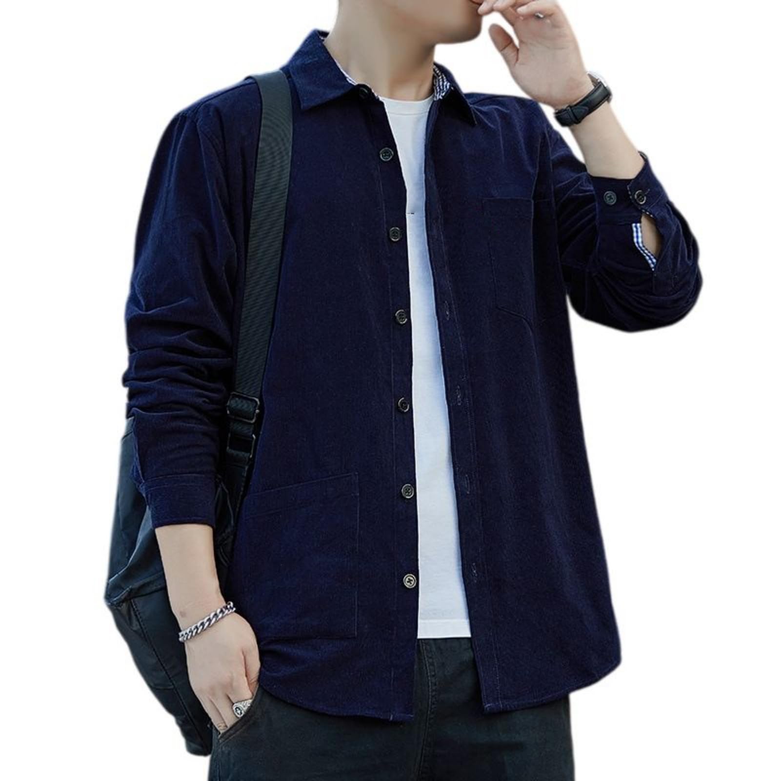 Chemise coton côtelé japonais haut de gamme à manches longues pour homme - 6