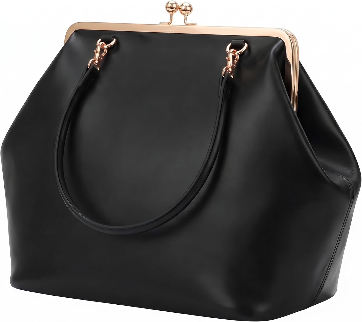 Kiss Lock Tote Handbag, Underarm Shoulder Bag Clutch Purse
