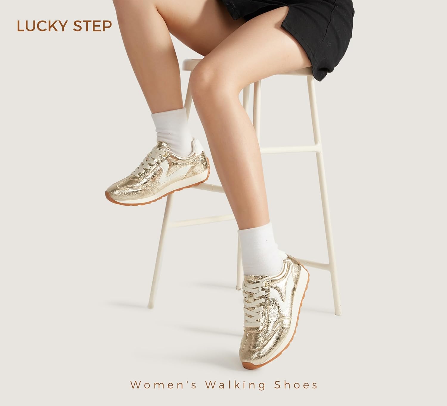 LUCKY STEP Women's Fashion Sneakers Trendy Tennis Shoes Neutral Stylish Retro Trainers Casual Running Walking Shoes - Image 9