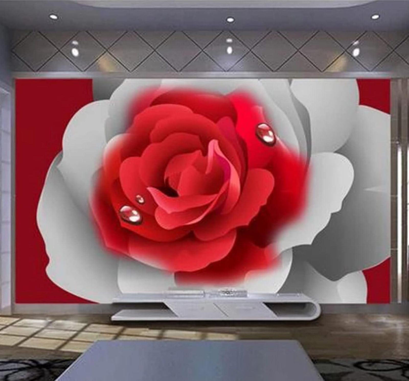 XLMING Three Dimensional Beautiful Romantic Red Roses 3D Wallpaper Luxury Home Dining Decor Paste Sofa Living Room The Wall for Bedroom Mural-430cm×300cm