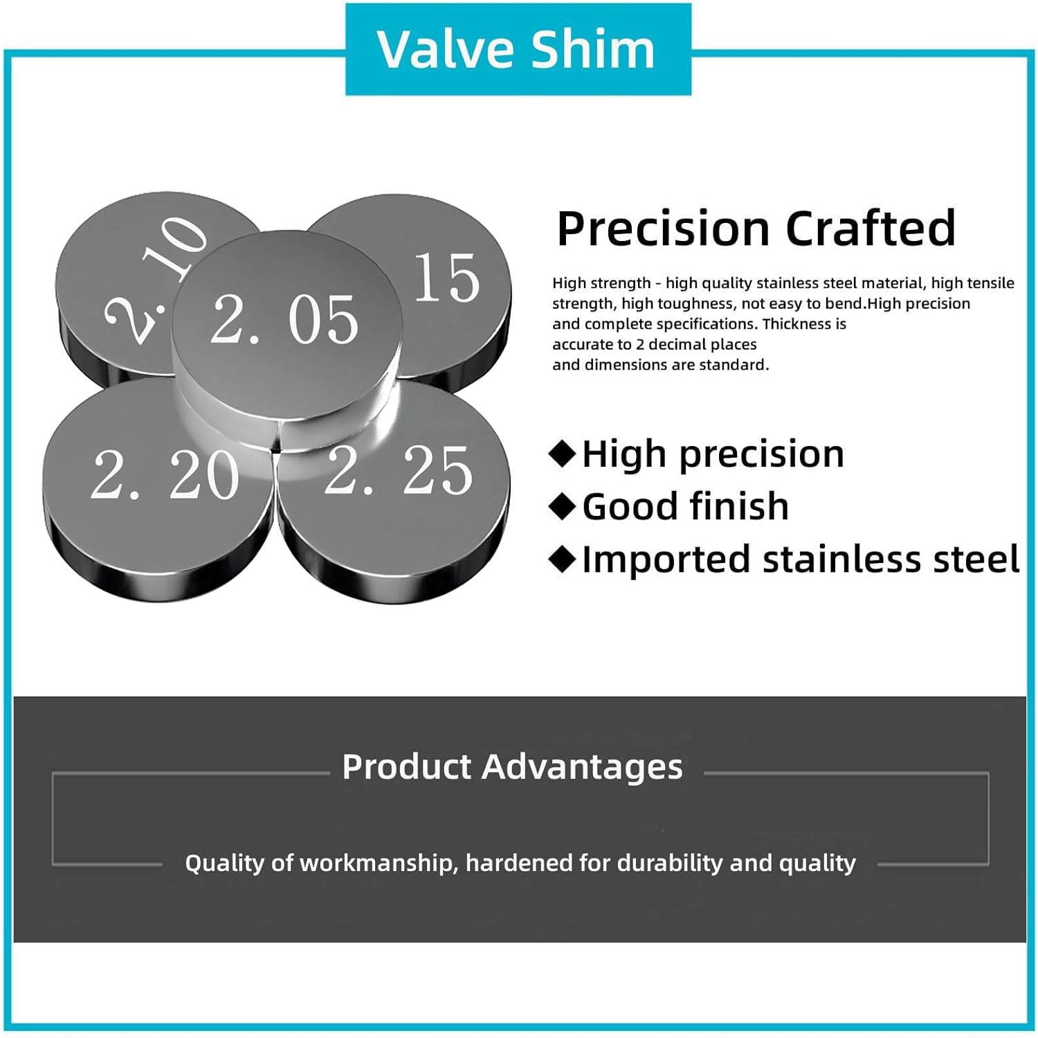 10.0mm O.D. 1.85mm-3.2mm Valve Shim Kit for Harley V-Rod 2002-2016/Street Rod 2006-2007/Night Rod Special 1190 adventure RC8 1290 SUPER 400 450 500 530 XC-W 690 enduro 990 adventure super (84Pcs)