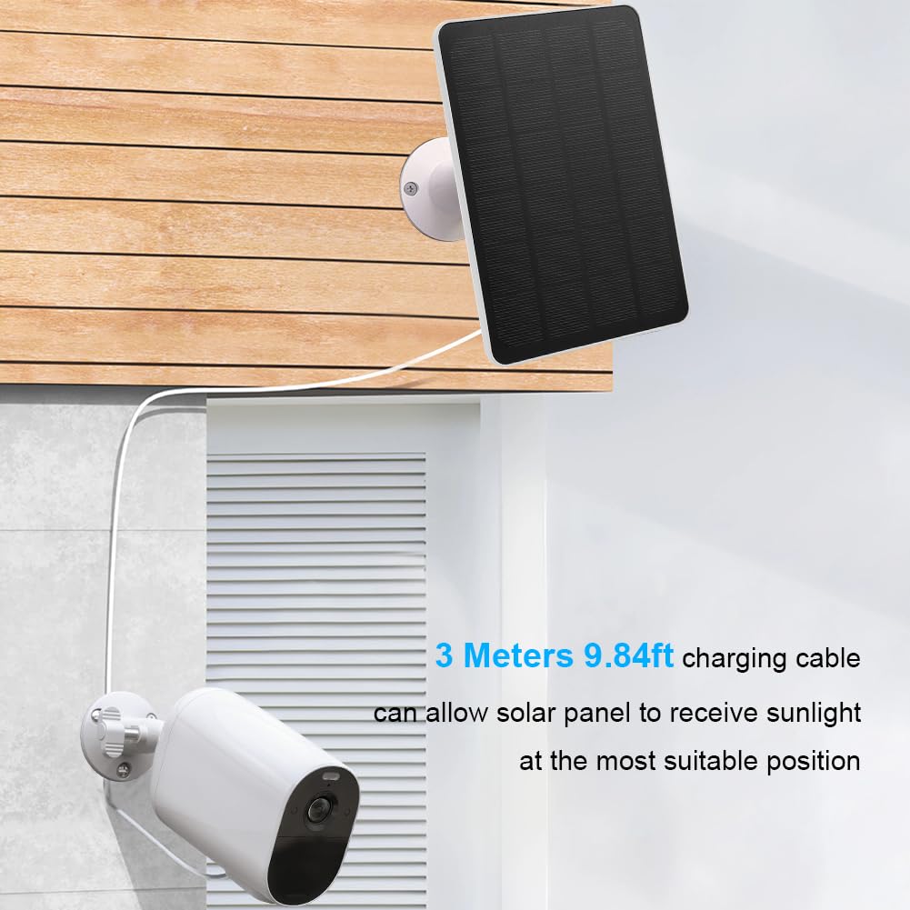 Caricatore per pannello solare compatibile con Arlo Essential Spotlight/XL Spotlight, caricatore per pannello solare Arlo Essential da 4 W/6 W, impermeabile con cavo micro USB da 3 m e