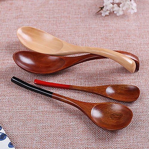 Amleso 曲がったハンドル木のスプーンライススープ道具調味料調味料のケータリング ブラウン13cm B086ml3pg9 635円