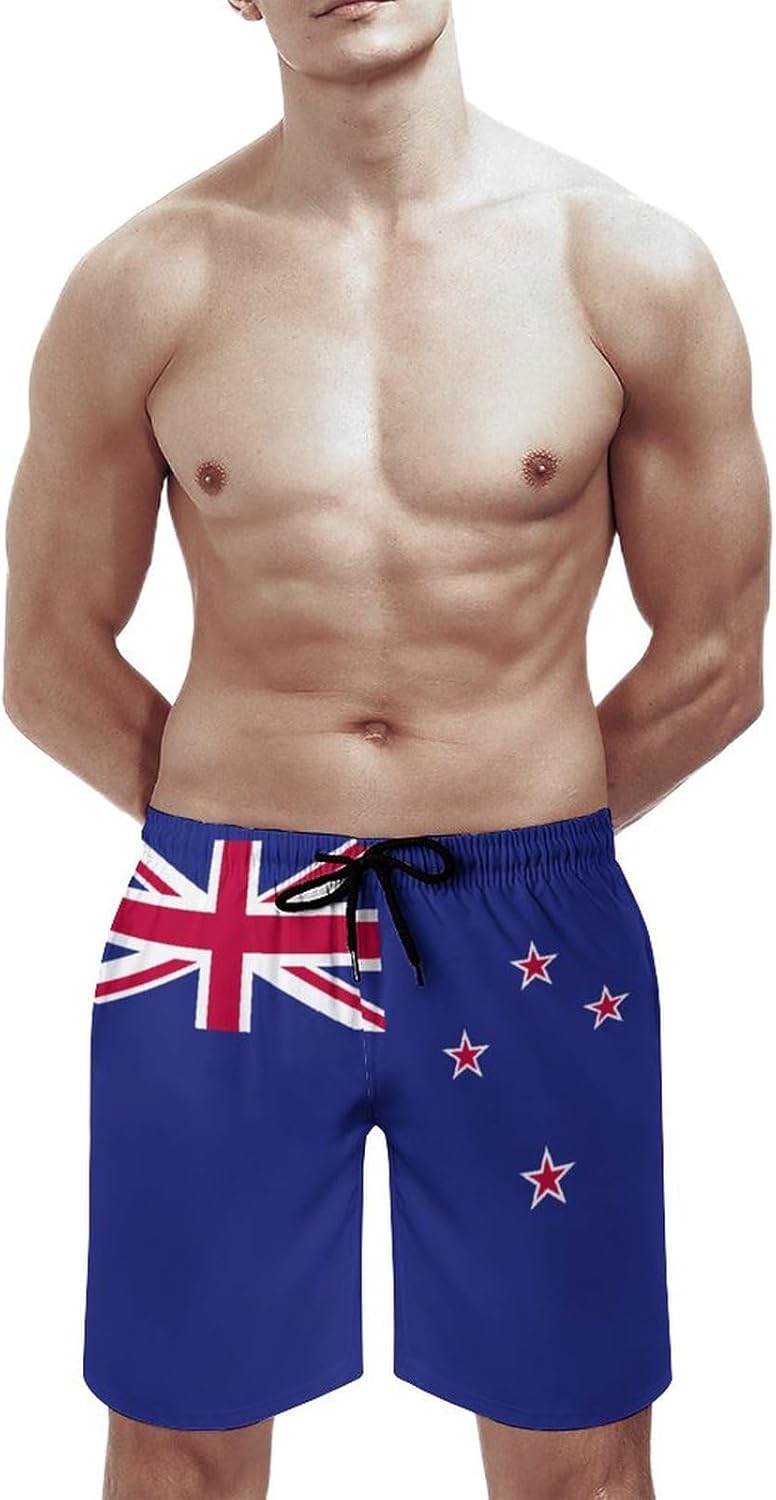 Zakqeik Men's French Flag Swim Trunks Hawaiian Bathing Mesh Lining Suit Swimsuits Beach Shorts with Pockets Soft