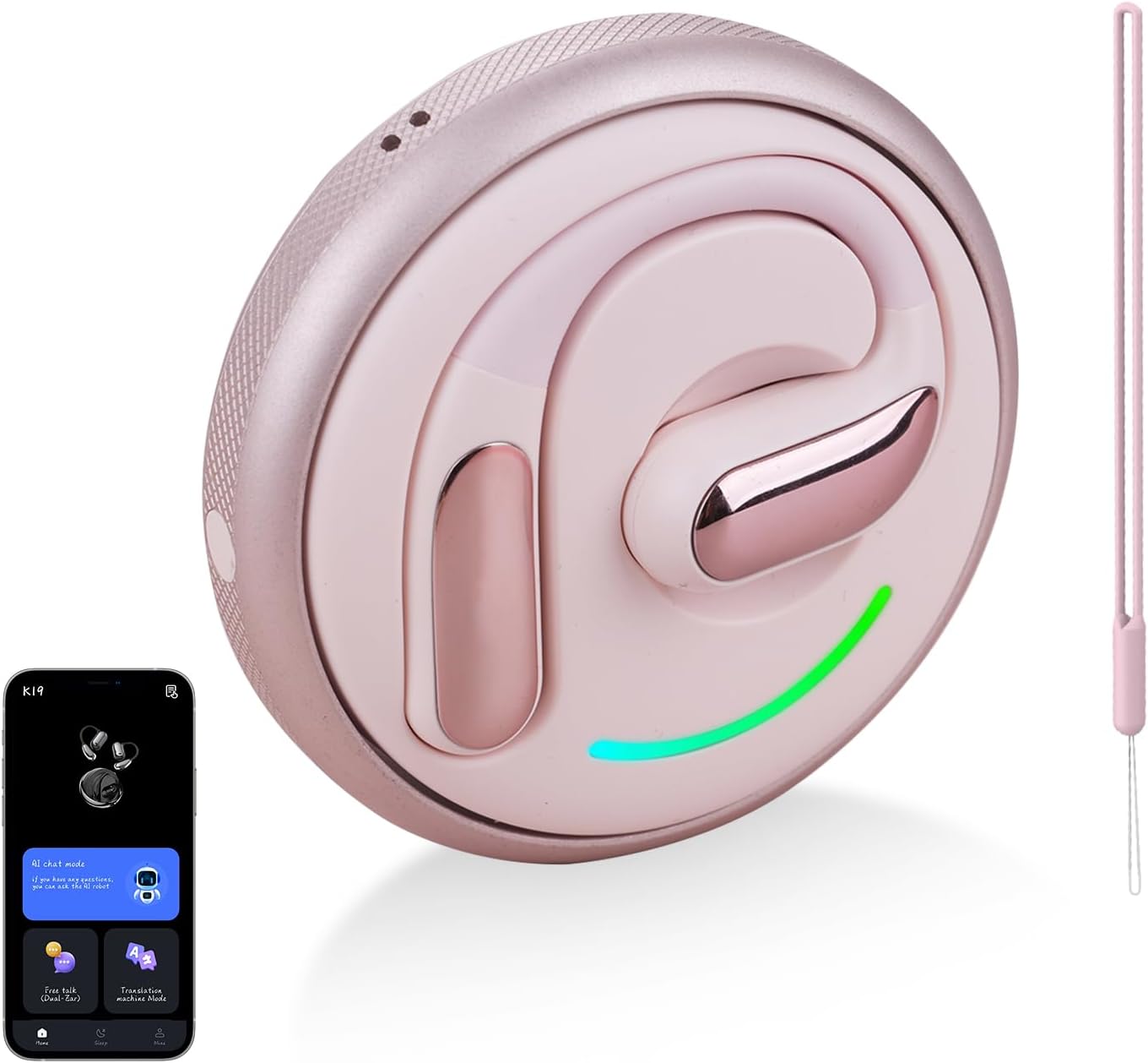 AI Translation Earbuds, 3-in-1 Buletooth 5.4 Real-Time Translator Earbuds with 134 Languages/6 Translation Modes/No Subscription Required, 40H Translator Headphones for Travel Business Learning-Pink