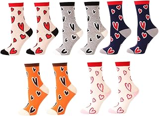 HOLIDYOYO 5 Pairs valentine's day socks girls winter socks funny socks heart print socks running sock winter warm socks womens athletic socks Woman Socks Miss cotton calf Ladies socks