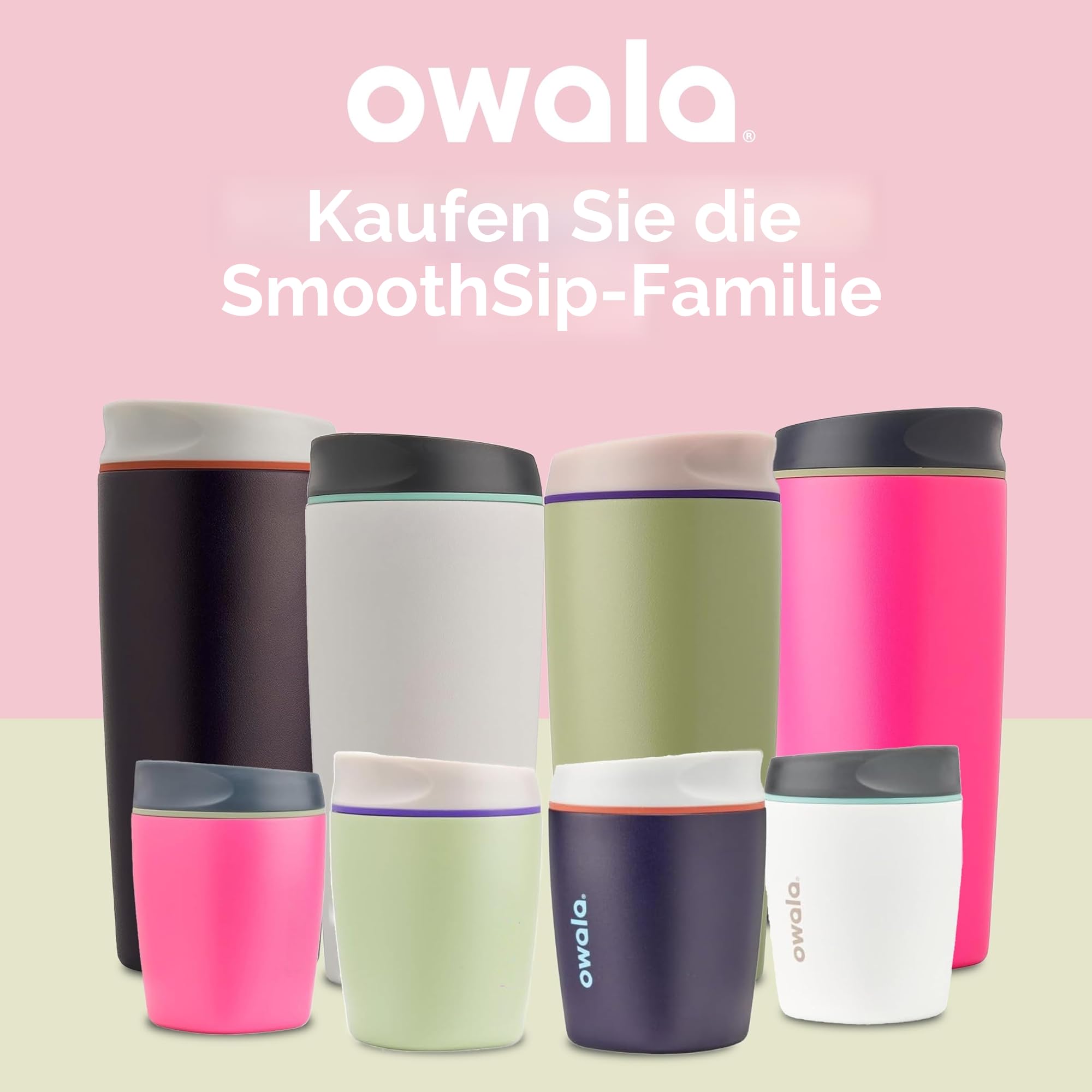 Owala SmoothSip Isolierter Edelstahl-Kaffeebecher, wiederverwendbare Eiskaffeetasse, Reisebecher, BPA-frei, 590 ml, Weiß (Cloudscape)