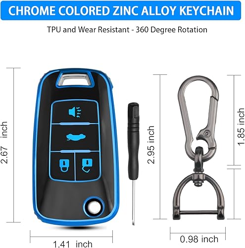 Miniatura 67 de QBUC Funda para llavero Chevy con llavero cromado TPU suave compatible con Chevrolet Chevy Equinox Malibu Impala Cruze Sonic 2010-2019