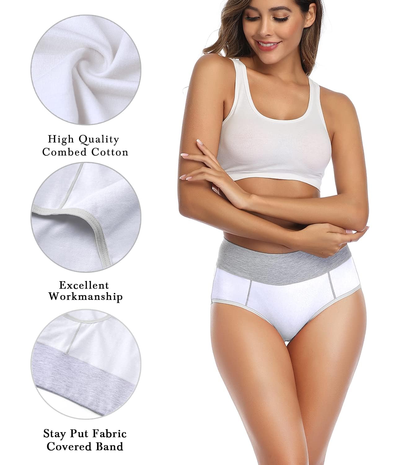 wirarpa Slip Elasticizzato Mutande Donna Cotone Vita Alta Intimo Mutantina Traspirante