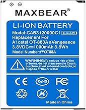 Alcatel OT-880a Battery, MAXBEAR 1000mAh Li-ion Battery Replacement CAB3120000C1 Spare Battery for Alcatel OT-880a Avengeance [12 Months Warranty] - coolthings.us
