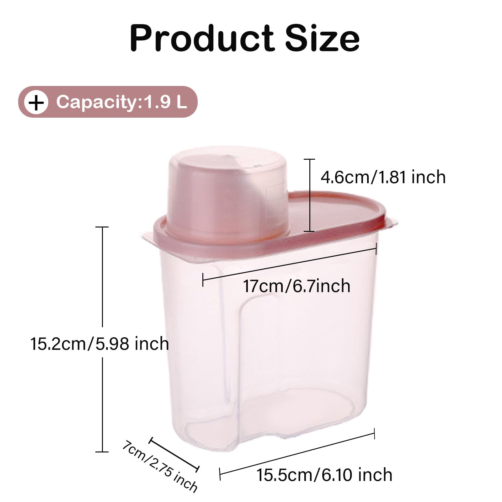 4 Pezzis Contenitore Ermetico Cereali Alimentare, porta cereali da colazione dispenser, Serbatoio Alimenti Secchi, Trasparente Airtight Secco Contenitore Alimenti, Caffè, Farina con Misurino (small)