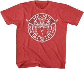 Bon Jovi Kids T-Shirt Bad Name Red Heather Tee
