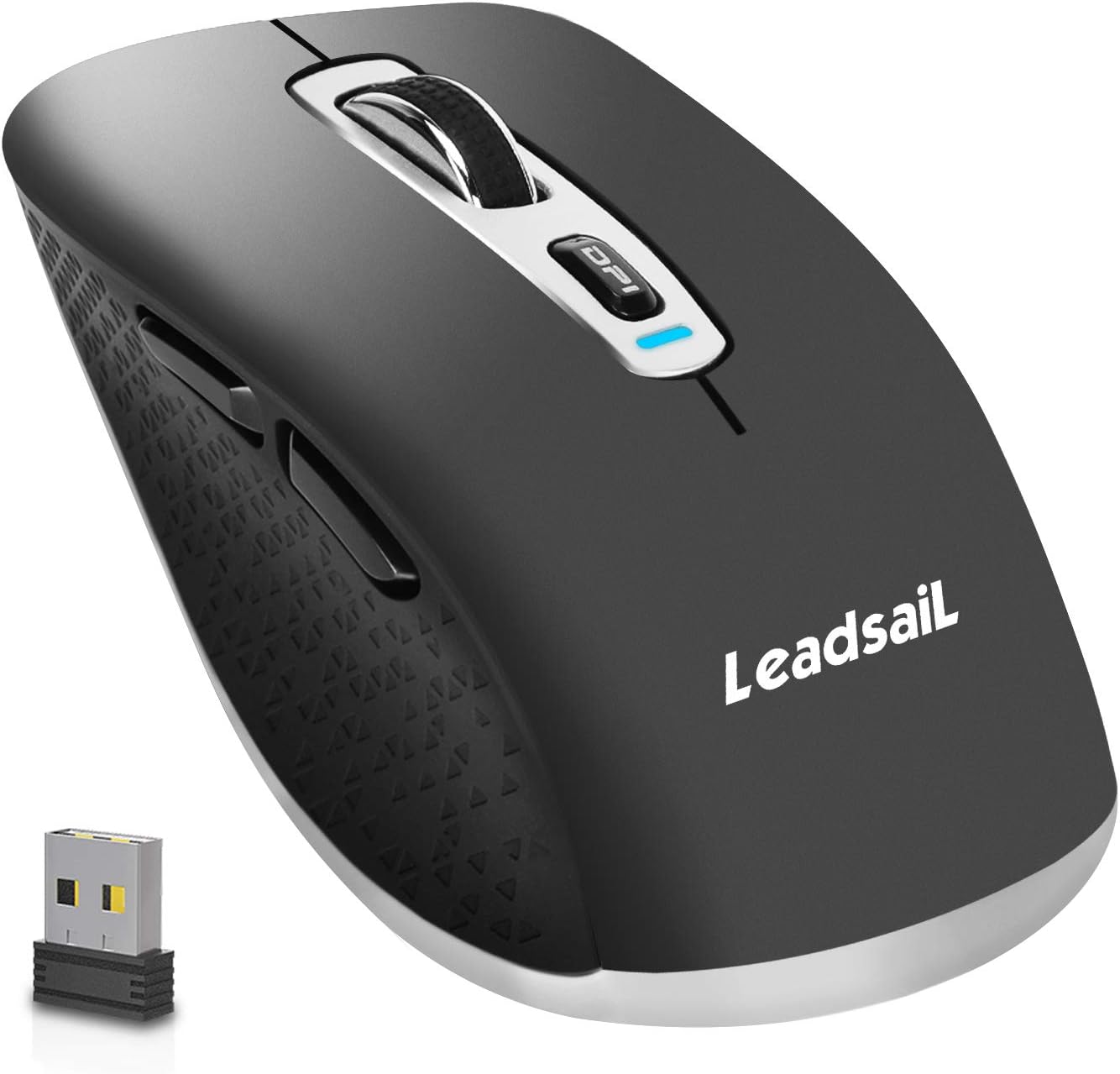 Wireless Bluetooth Mouse for Laptop Silent Cordless Rechargeable USB Mouse Optical Mobile Computer Mice, 6 Buttons,1600DPI with 3 Adjustable Levels for Windows 10/8/7/XP/Mac/Macbook Pro/Air/HP/Acer