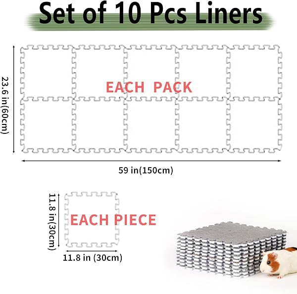 10 pièces 28 cm x 28 cm de coussinets lavables pour cochon d'Inde, doublures de cage en polaire réutilisables pour cochon d'Inde, couverture de couchage douce et chaude pour lapin (gris) - 2