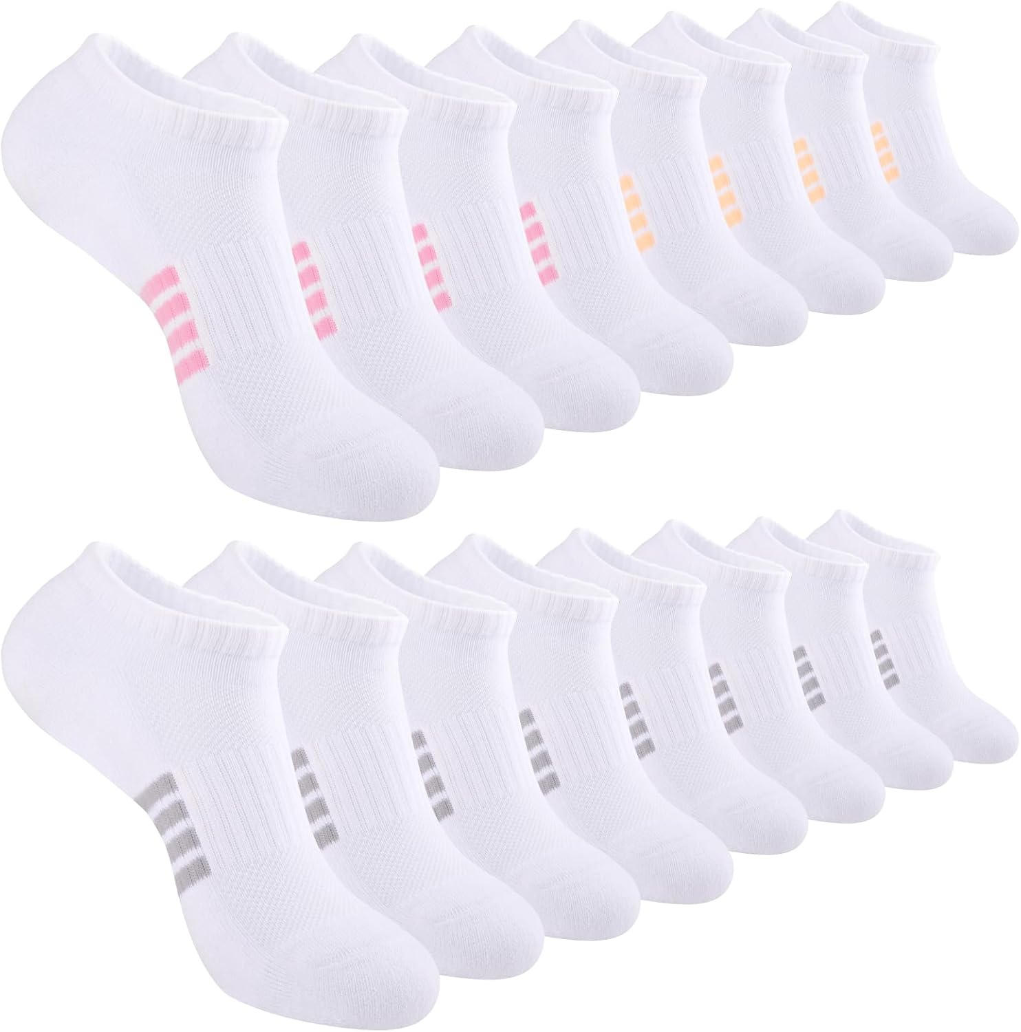 eallco 8 Pairs Ankle Socks for Women Running Athletic Cotton Low Cut Socks Cushioned