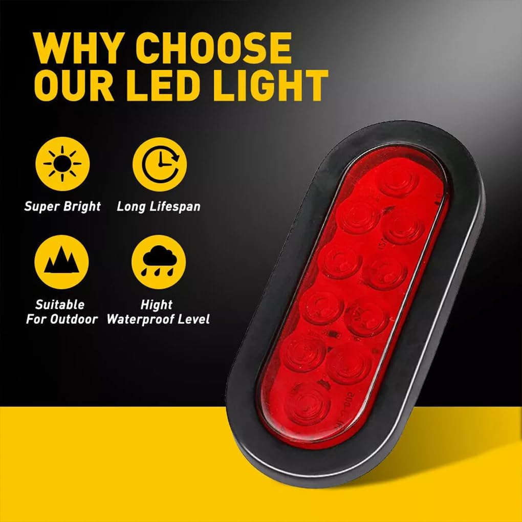 Juego de 4 luces LED ovaladas de bajo consumo para,rojo