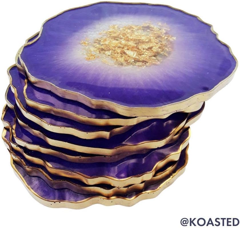CROWNMADE Resin Coaster Molds, 4 Pack Geode Coaster Molds for Epoxy Resin, Coaster Molds for epoxy Resin