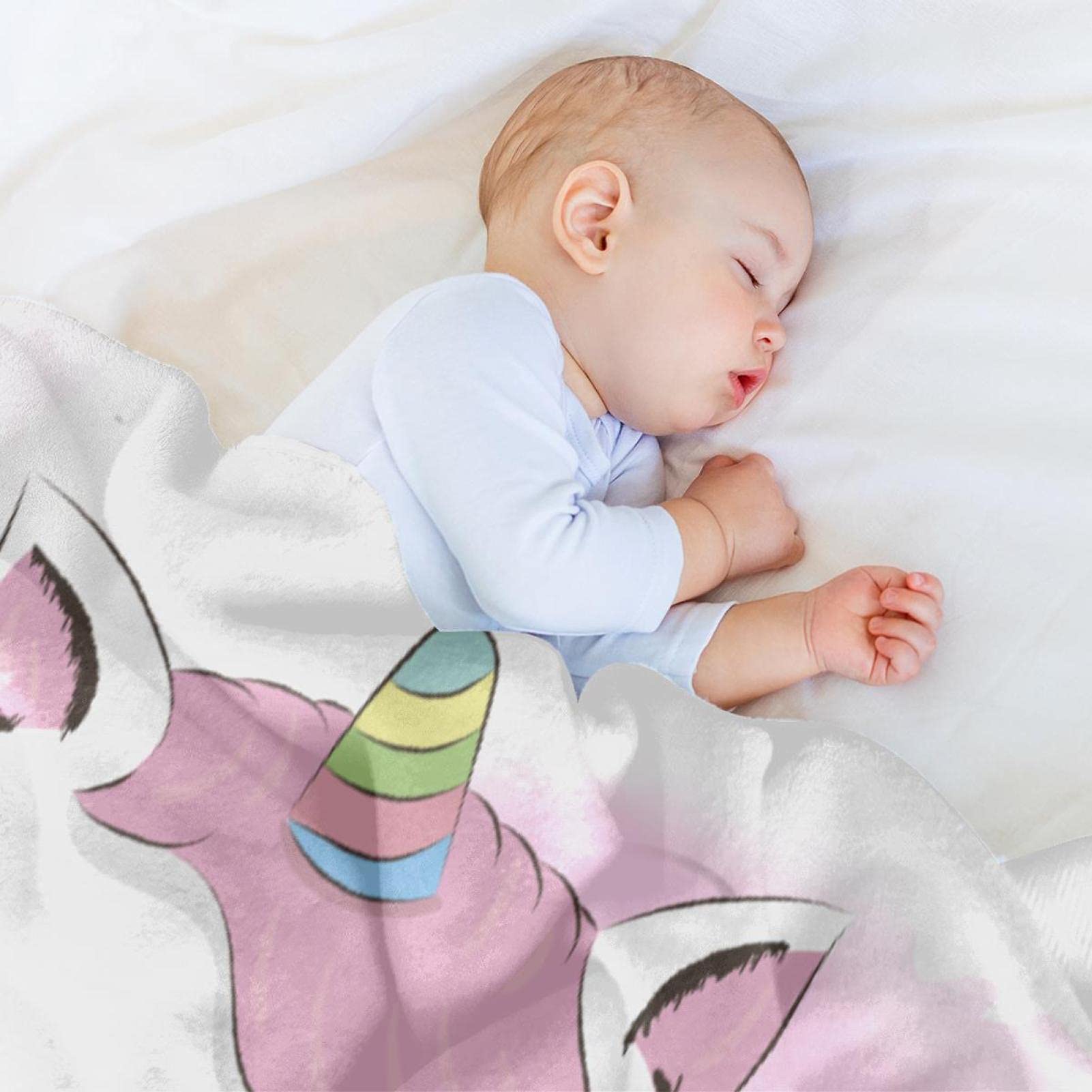 Lindo unicornio rosa acuarela bebé manta manta manta de lecho súper suave de lujo