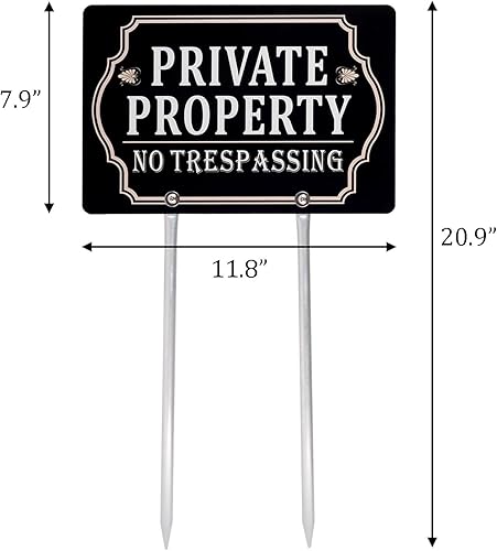 Miniatura 2 de Kichwit Private Property - Letrero de doble cara, aluminio, construcción de metal, mide 11.8 x 7.9 pulgadas, estacas de metal de 14 pulgadas de
