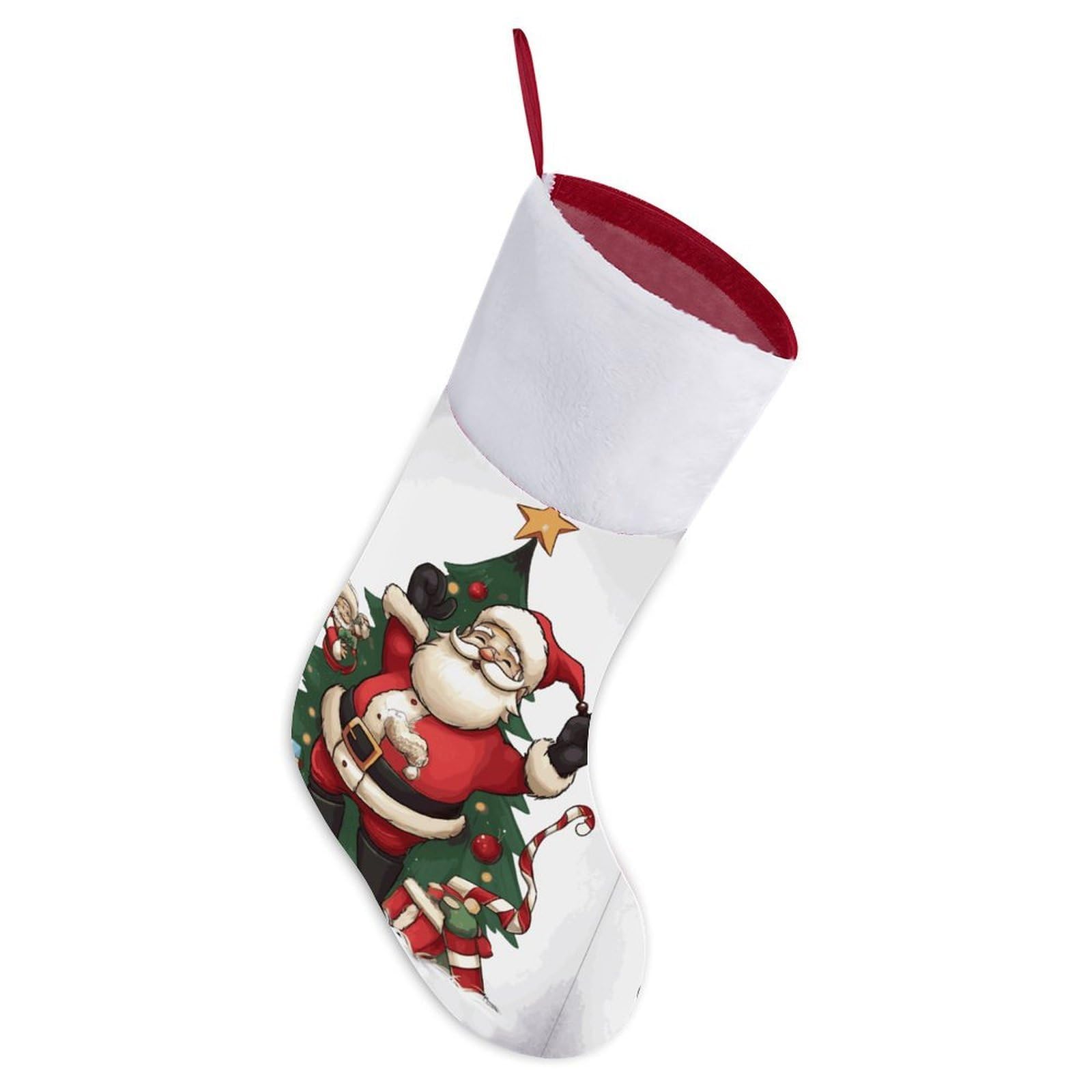 Merry Christmas Christmas Stocking Comfortable Super Soft Plush Cuff Christma Stocking Xmas Eve Party Fireplace Tree Gift Decoration Socks for Family Holiday Party Gifts