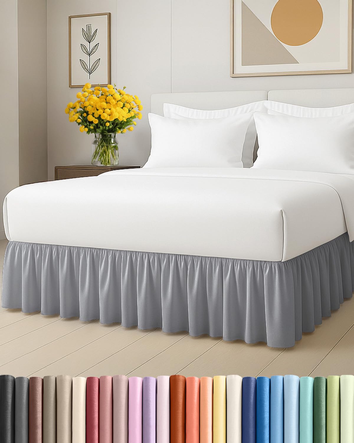 bedskirt full size ruffle - ruffled bed skirt - 12 inch drop - steel blue