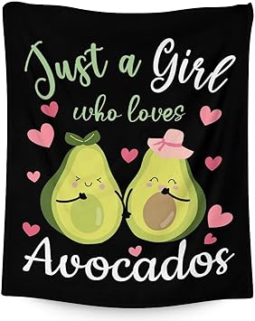 Blanket for Girls - 60"x80" Cute Avocado Throw Gifts - Black Soft Fuzzy Blankets for Bed, Couch & Living Room