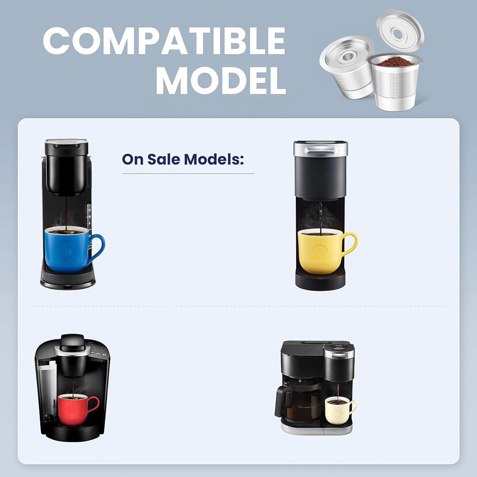 Taza de café de acero inoxidable, cápsulas K, cápsulas, recargables, de acero inoxidable, para fabricantes