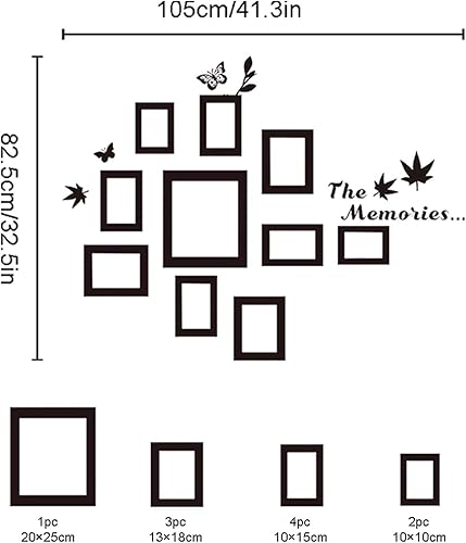 Miniatura 2 de CUNYA - Juego de 10 marcos de fotos familiares para decoración de pared, papel tapiz para pegar las fotos de recuerdos con hojas de arce y