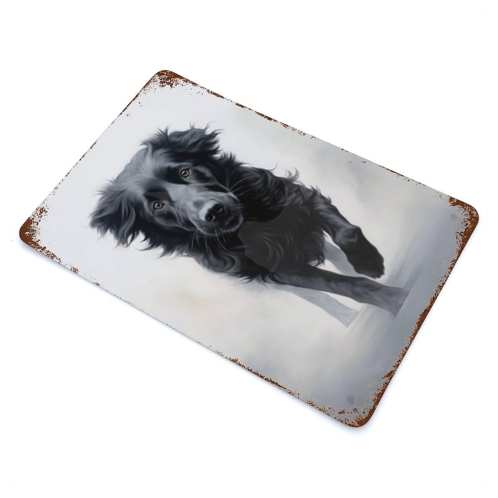 Smoky Running Dog Rusty Metal Tin Sign 11.8"x7.9", Ideal for Farmhouse, Kitchen And Entryway Decor