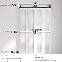 Vista 6 de EaseLife Kit de riel de 48 pulgadas para puerta corrediza de granero plegable para 4 puertas de armario, rodillo de montaje superior, resistente, se