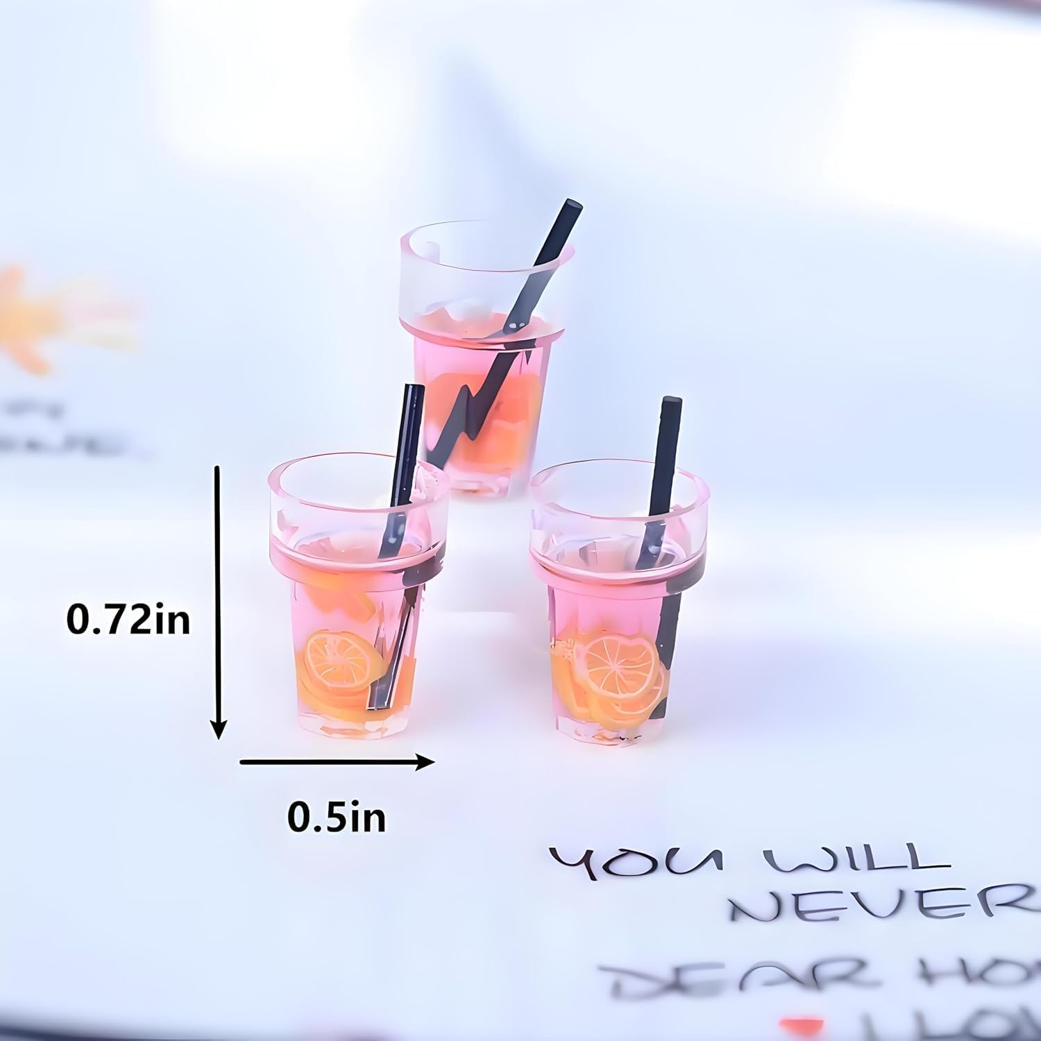6Pcs Miniature Dollhouse Drink Set, 1:12 Scale, Colorful Resin Glass Cups with Beverage, Simulated Fruit Juice and Lemon Models, 0.72 x 0.5 Inch image 5