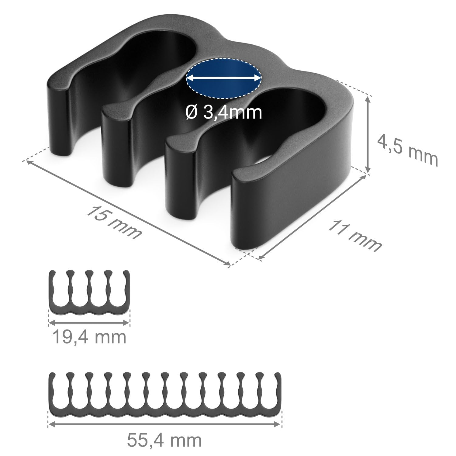 deleyCON Zestaw Uchwytów do Kabli 24 Grzebienie Kabli Organizator Kabli Zarządzanie Kablami Uchwyt Kabli Prowadnica Kabla Zaciski Kabli Grzebienie do Kabli 24-pin 8-pin 6-pin do Wewnętrznego Czarny