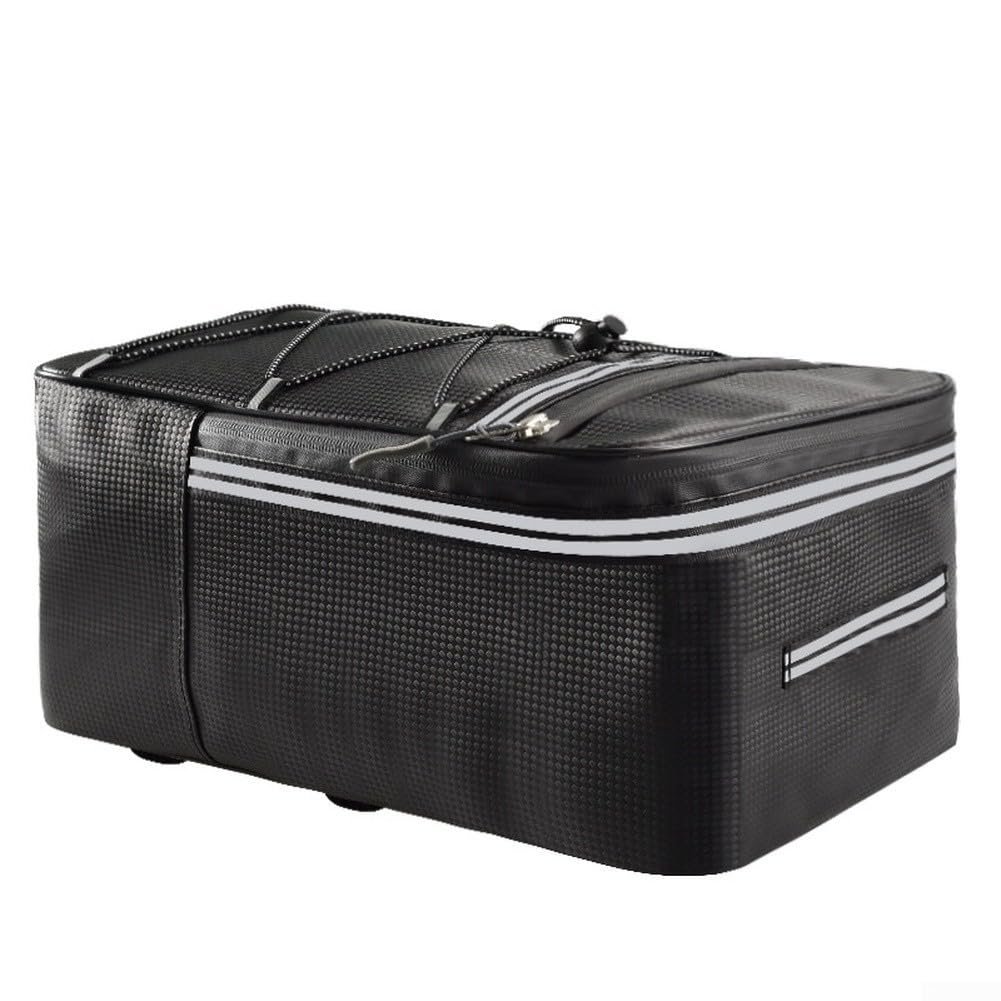 Dolvitrny Bicycle Rear Seat Bag Waterproof Bike Pannier 15L Cycling Luggage Carrier with Reflective Strips PU Leather Storage(12L)