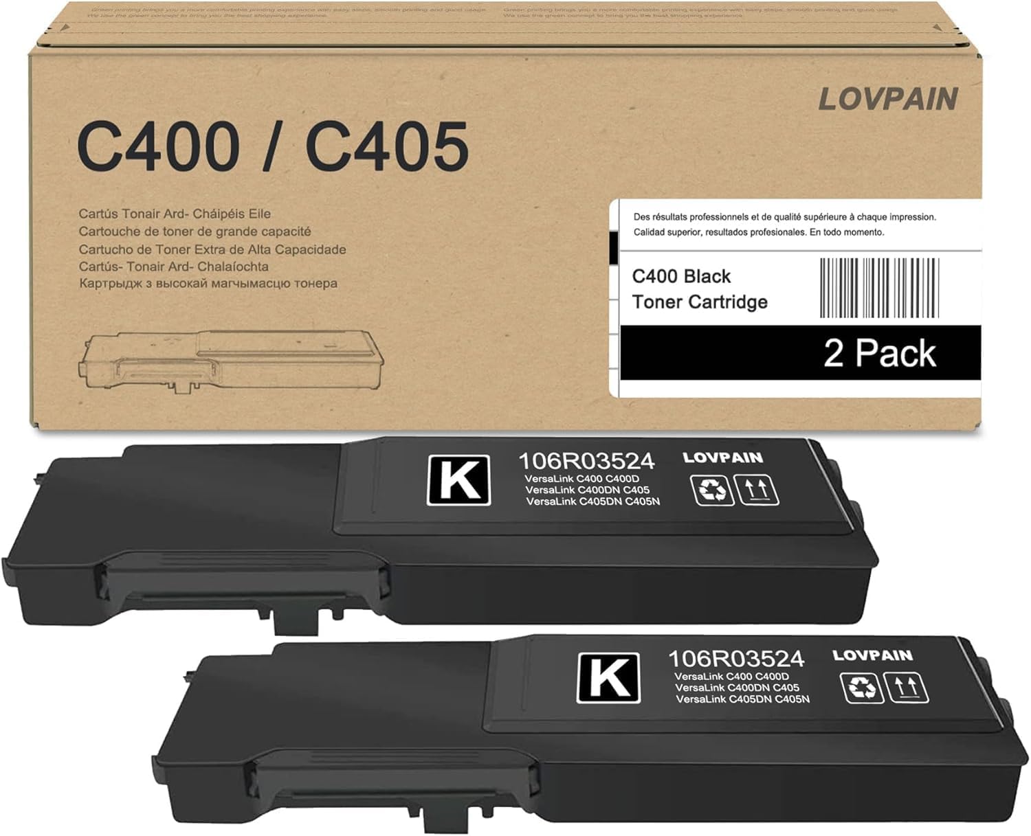 VersaLink C400/C405 Black Extra High Capacity Toner Cartridge (106R03524) Compatible Replacement for Xerox VersaLink C400 C400DN C405 C405DN Printer, 106R03524 Extra High-yield Toner Black (2-Pack)