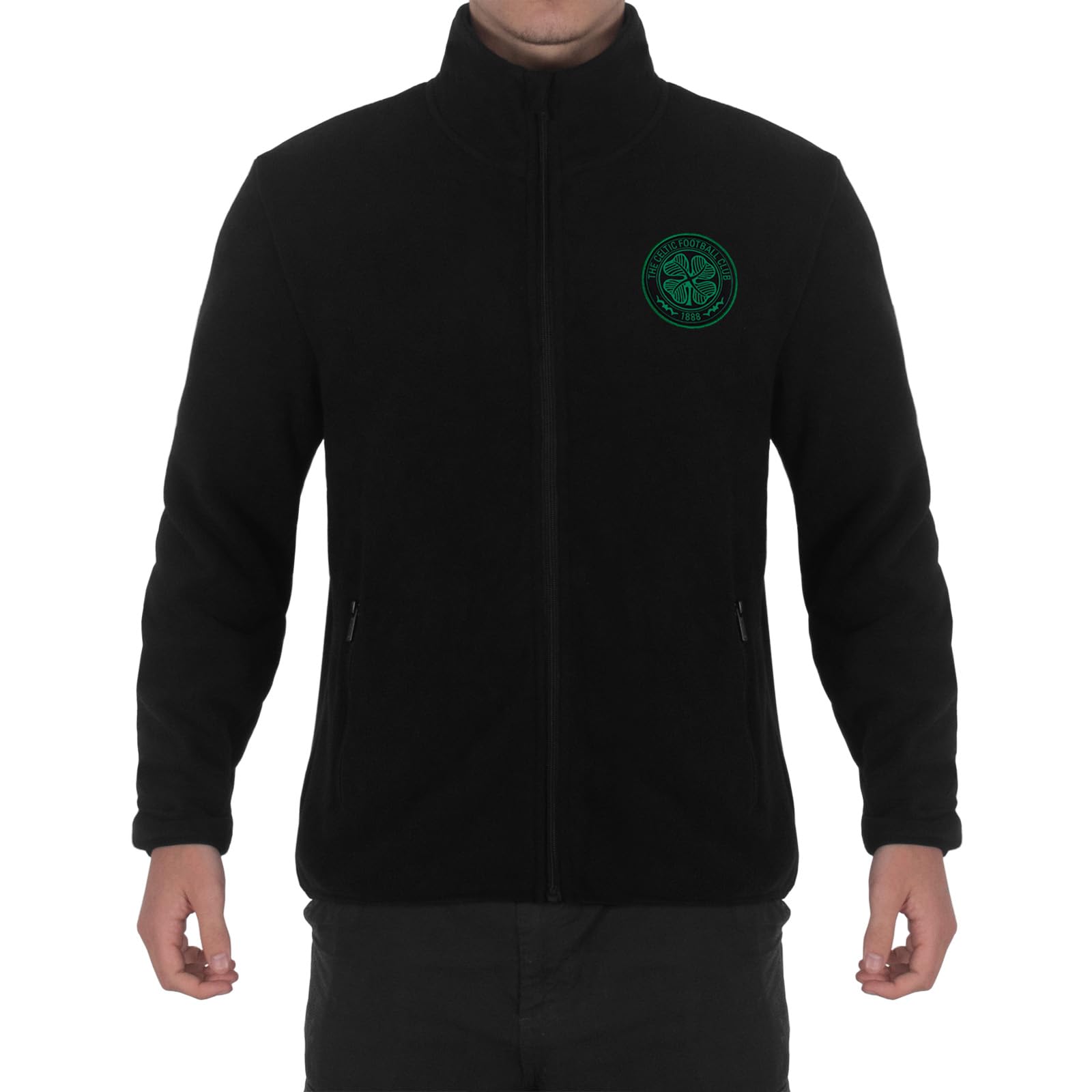 Celtic F.C. Men's Official Full Zip Fleece Jacket – Black, 3XL