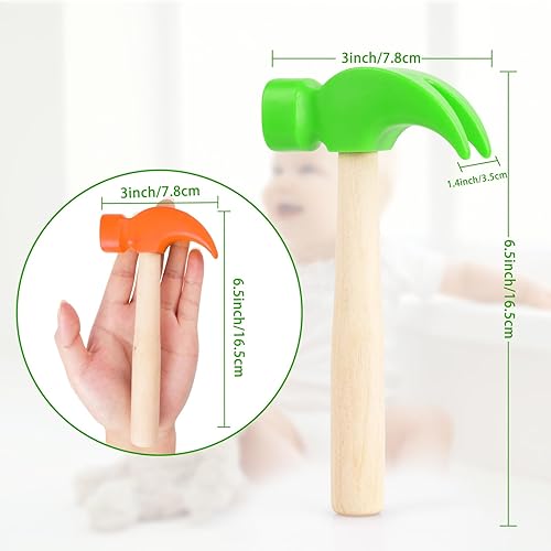 Miniatura 2 de Paquete de 2 juguetes de martillo de madera, martillos de simulación, herramientas de mantenimiento, juguetes educativos para niños, suministros de