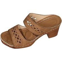 Yolimok Women's Heeled Sandals Deals Open Toe Slip On Block Womens Chunky Mid Heels Ankle Square Heels Sandal Slippers Casual Comfortable Summer Backless Mules Slide Walking Shoes Plus Size 3-7