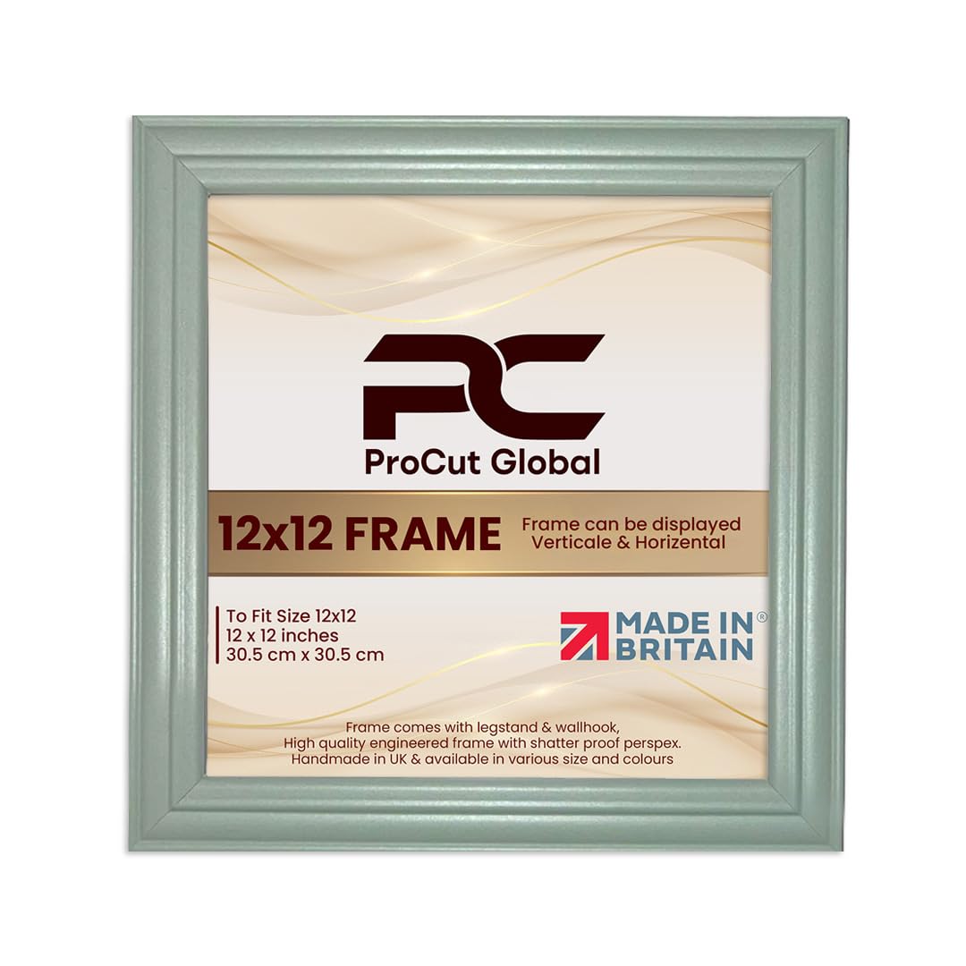 Procut Global 12x12 Green Picture Frames - Classic Wooden Photo Frame with Shatterproof Perspex for Wall or Tabletop - Perfect for Posters, Certificates & Prints - Sizes & Colors Available