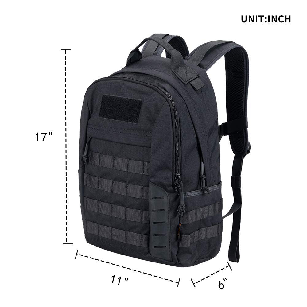 EXCELLENT ELITE SPANKER Military Tactical Backpack 18L Molle Backpacks Army Assault Survival Rucksack Pack (BLK)