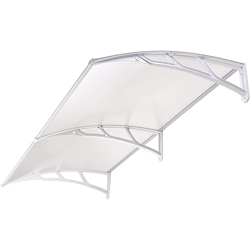 Instahibit 80x40" Window Awning Front Door Cover UV Rain Snow Protection Outdoor Patio Canopy 2 Whole Hollow Sheets