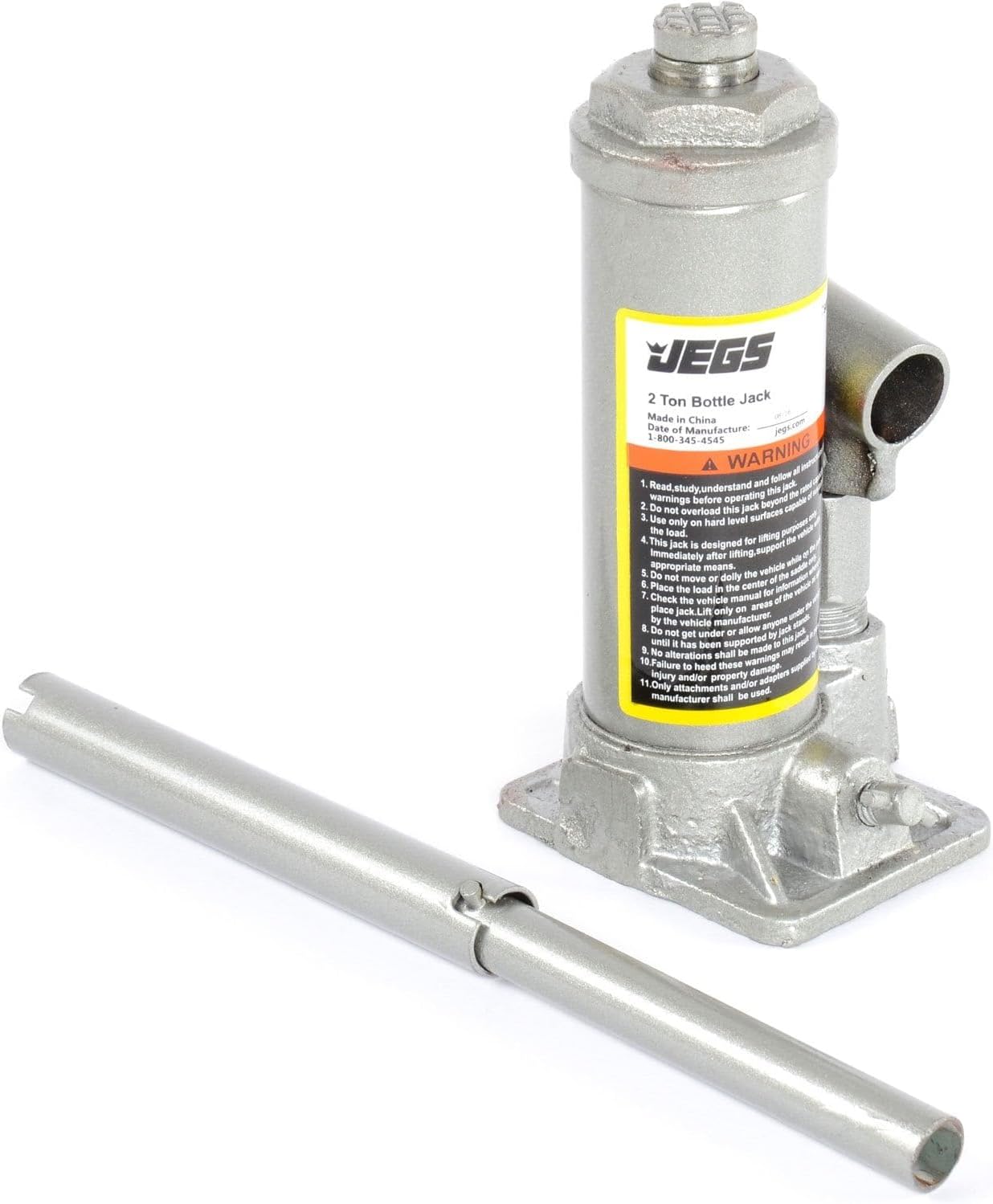 JEGS Bottle Jack | 2-Ton Capacity | Lift Height from 7 1/2 to 11 7/8 inches | Lift Height with Extension Screw is 14 1/2