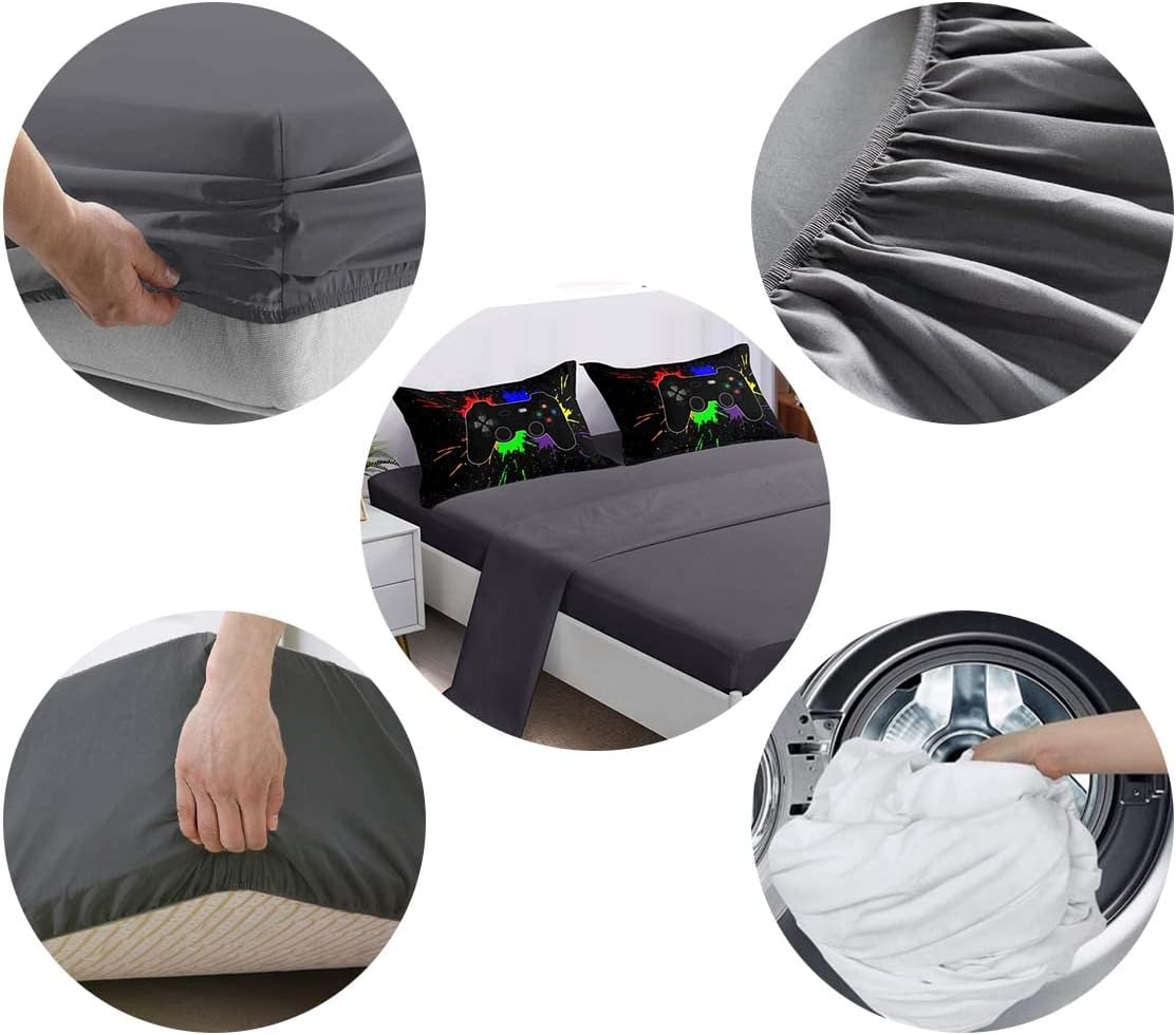 BDUCOK 5 Pieces Gamer Comforter Set for Boys Gaming Bedding Set Twin Size,Video Game Controller Comforter for Boys Kids Adult 3D Gamepad Microfiber Bed in A Bag Sets3001,Twin - Image 5