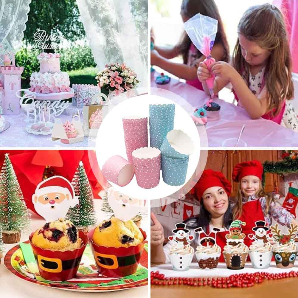 Confezione da 100 fodere per muffin, fodere per cupcake con stampa di fragole, involucri antiaderenti, custodie standard per muffin da forno, feste di compleanno, festa della mamma